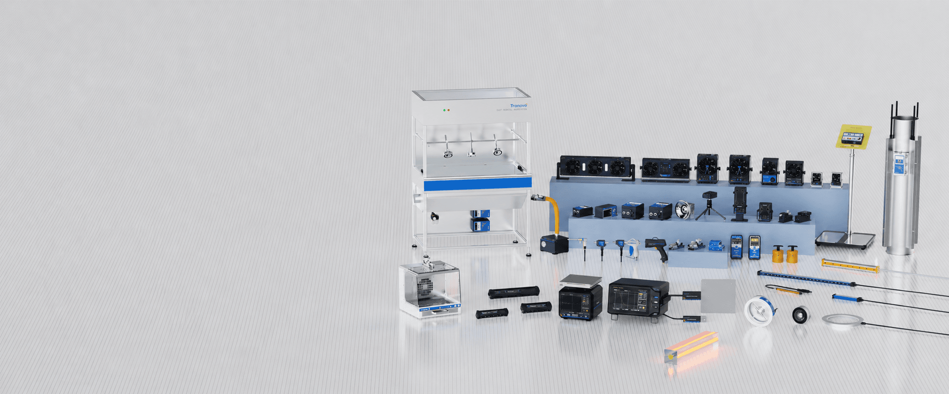 Technician inspecting electronic assembly line using electrostatic grounding equipment