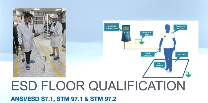 ESD Floor qualification with Resistance and Voltage measurement along with walking test ANSI/ESD